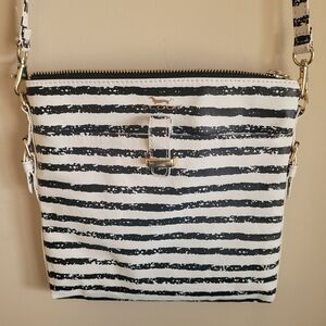 Black and White SCOUT Striped Crossbody Bag